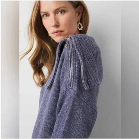 White House Black Market Sparkly Shimmer Zip Neck Dolman Sleeve Sweater - Picture 3 of 16